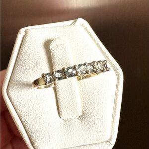 💍❤️Beautiful Aquamarine 10k Gold Ring 1/2 eternity band  ~size 7.75 or 8